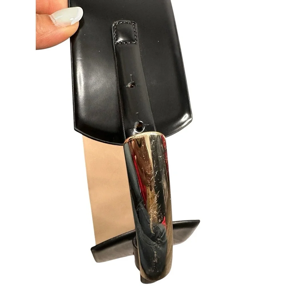 B-Low the Belt Black Leather Wide Waist Belt Brass Buckle Size Small